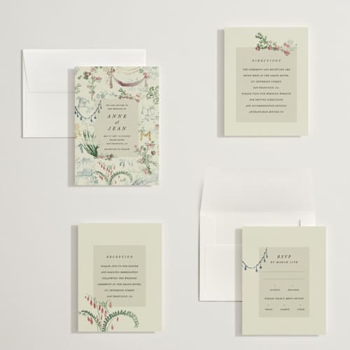 This is a nouvelle petite wedding invitations with standard by Sumak Studio called chinoiserie printing on signature in petite