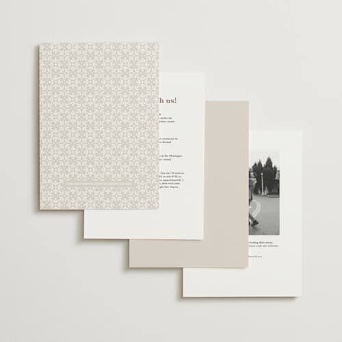 This is a cream petite wedding invitations with standard by Kristen Smith called lace trim printing on signature in petite