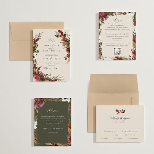 This is a autumn petite wedding invitations with standard by Kate Ahn called poetique printing on signature in petite