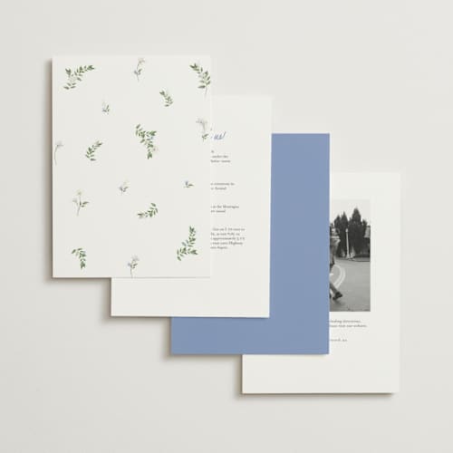 This is a periwinkle petite wedding invitations with standard by Design Lotus called sweethearts printing on signature in petite