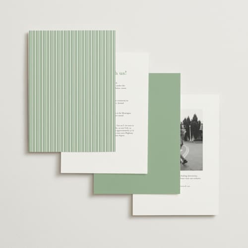 This is a mint petite wedding invitations with standard by Melinda Denison called romantic garden printing on signature in petite