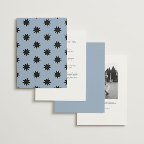 This is a sky petite wedding invitations with standard by Blustery August called cheers printing on signature in petite