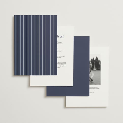 This is a navy petite wedding invitations with standard by JoAnn Jinks called marked printing on signature in petite