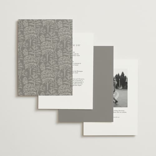 This is a dove petite wedding invitations with standard by Amy Kross called white oak printing on signature in petite