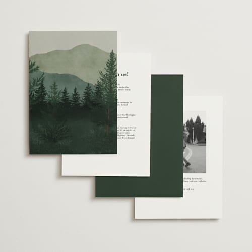 This is a jade petite wedding invitations with standard by Elly called the forest printing on signature in petite