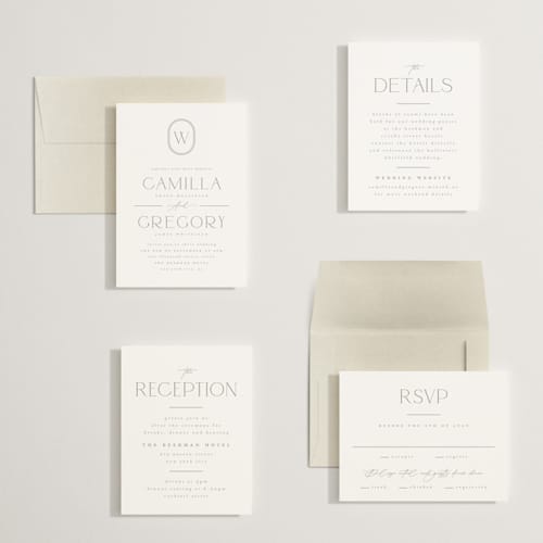 This is a latte petite wedding invitations with standard by Kristie Kern called the hudson printing on signature in petite