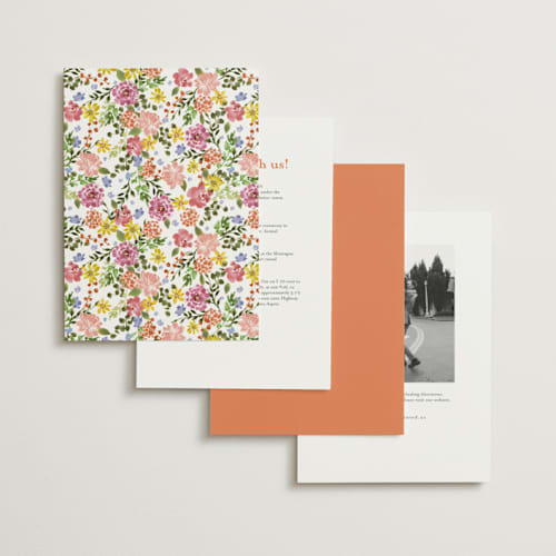 This is a summer petite wedding invitations with standard by Angela Marzuki called garland monogram printing on signature in petite