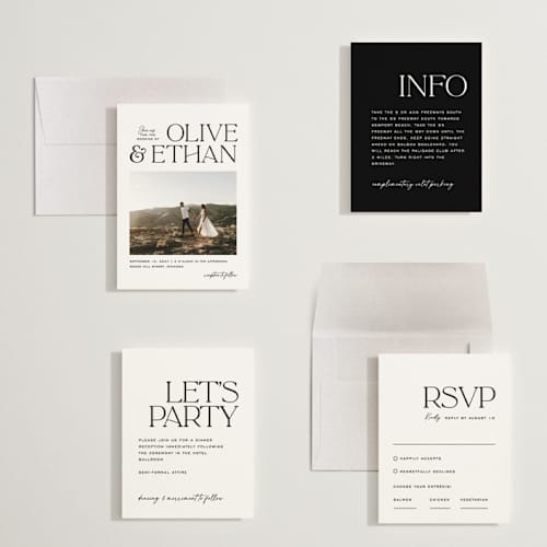 This is a pearl petite wedding invitations with standard by Owl and Toad called casual printing on signature in petite