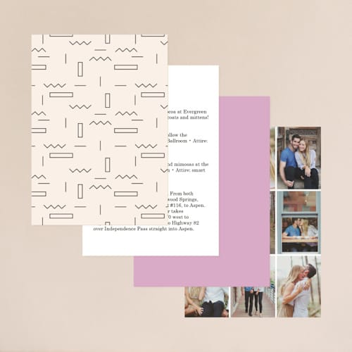 This is a lilac petite wedding invitations with standard by Meg Gleason called adagio printing on signature in petite