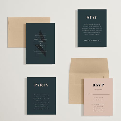 This is a midnight petite wedding invitations with standard by Up Up Creative called centro printing on signature in petite