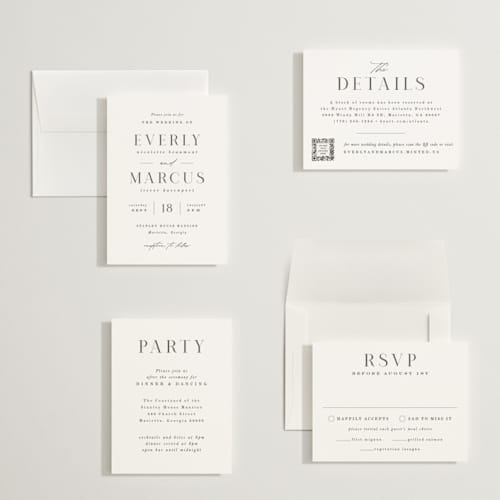 This is a snow petite wedding invitations with standard by Hooray Creative called everly printing on signature in petite