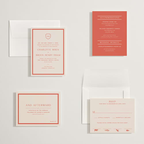 This is a verona sunset petite wedding invitations with standard by Megan Davis called racquet printing on signature in petite