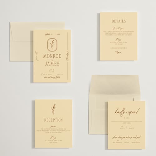 This is a bark petite wedding invitations with standard by Jen Ramsey called classic and floral printing on signature in petite