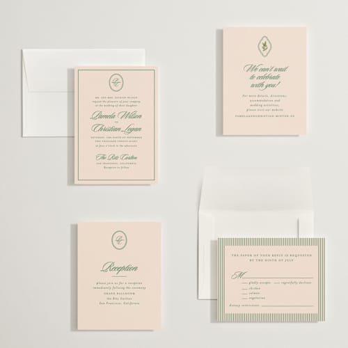 This is a emerald petite wedding invitations with standard by Creo Study called scripted printing on signature in petite