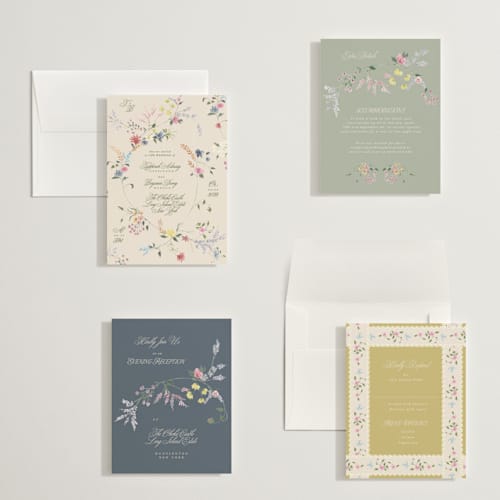 This is a english garden petite wedding invitations with standard by Phrosné Barwood called whimsey floral printing on signature in petite