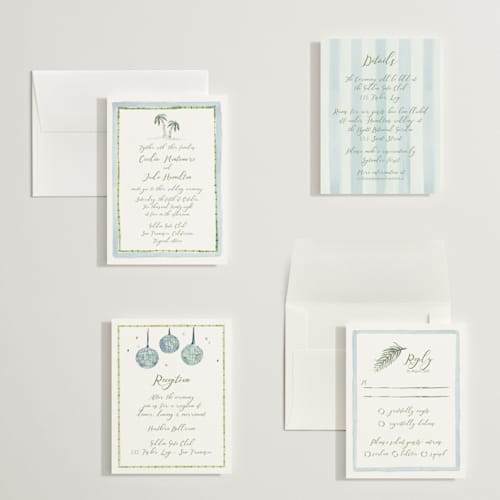 This is a celeste petite wedding invitations with standard by Pati Cascino called alento printing on signature in petite