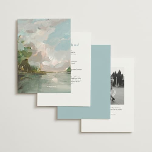 This is a lake petite wedding invitations with standard by Lindsay Megahed called reflections printing on signature in petite