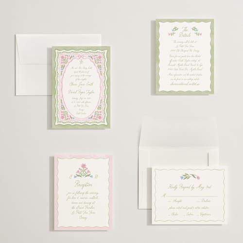 This is a garden petite wedding invitations with standard by Creo Study called folk garden printing on signature in petite