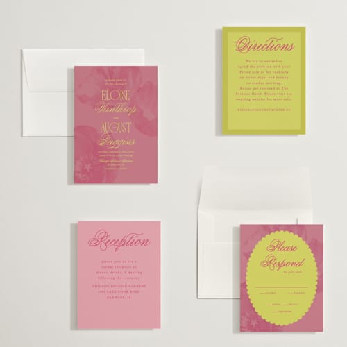 This is a flamingo petite wedding invitations with standard by Morgan Kendall called maximalist poppies printing on signature in petite