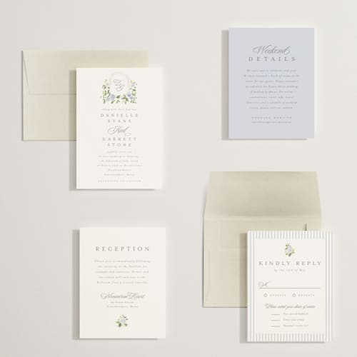 This is a sky petite wedding invitations with standard by Everett Paper Goods called ocean point printing on signature in petite