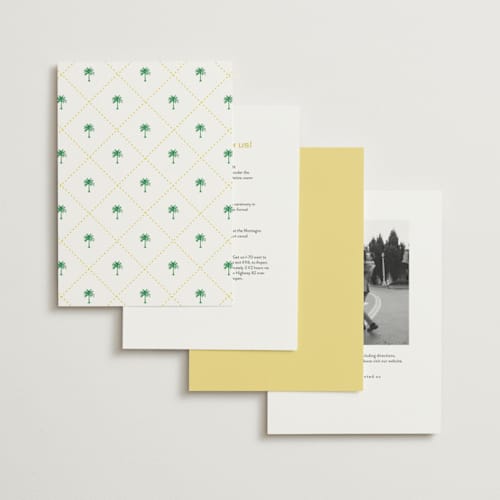 This is a limoncello wedding invitations with standard by Susan Zinader called palm stripes printing on signature in standard