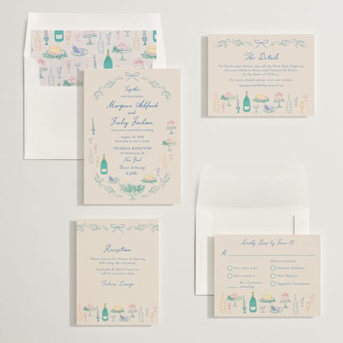 This is a pastel wedding invitations with standard by Elly called dining printing on signature in standard