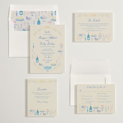 This is a sunrise wedding invitations with standard by Elly called dining printing on signature in standard