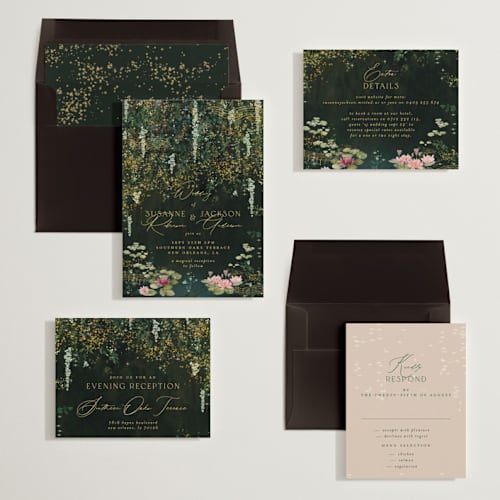 This is a mystic wedding invitations with standard by Phrosné Barwood called new orleans from disney's princess and the frog printing on signature in standard