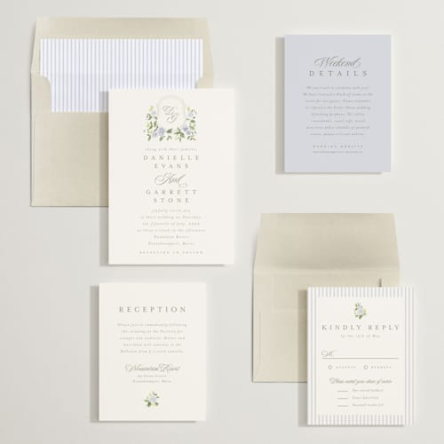 This is a sky wedding invitations with standard by Everett Paper Goods called ocean point printing on signature in standard
