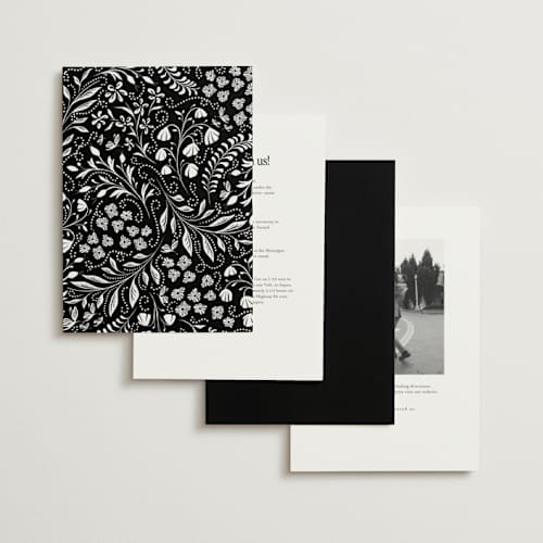 This is a black tie wedding invitations with standard by Melanie Kosuge called soria printing on signature in standard