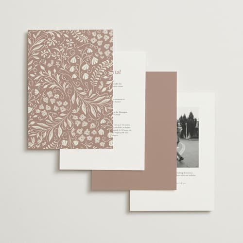 This is a nude wedding invitations with standard by Melanie Kosuge called soria printing on signature in standard