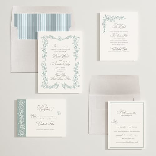 This is a something blue wedding invitations with standard by Melinda Denison called romantic garden printing on signature in standard
