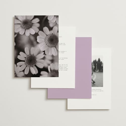 This is a lavender wedding invitations with standard by Blustery August called nonnette printing on signature in standard