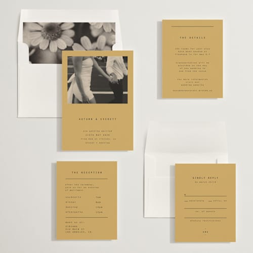 This is a butter wedding invitations with standard by Blustery August called nonnette printing on signature in standard