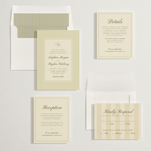 This is a olive wedding invitations with standard by Ellen Schlegelmilch called hayden printing on signature in standard