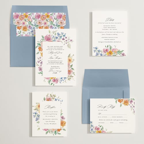 This is a tropical wedding invitations with standard by Itsy Belle Studio called floral pop printing on signature in standard