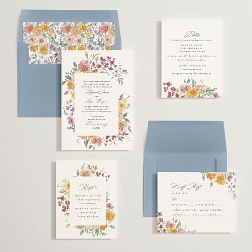 This is a autumn wedding invitations with standard by Itsy Belle Studio called floral pop printing on signature in standard