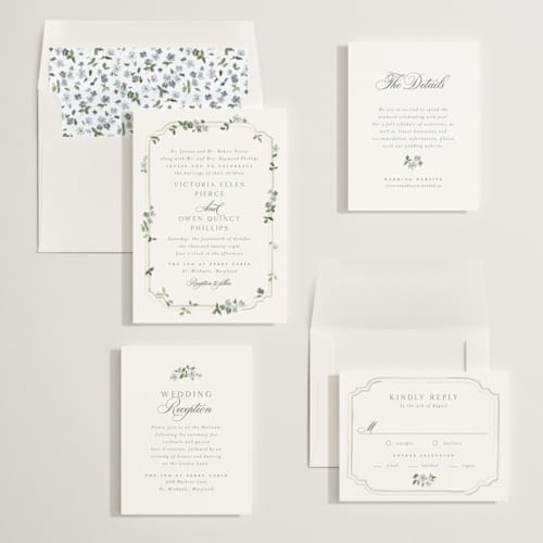 This is a mist wedding invitations with standard by Everett Paper Goods called wistful printing on signature in standard