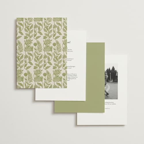 This is a olive wedding invitations with standard by Elly called porcelain floral printing on signature in standard