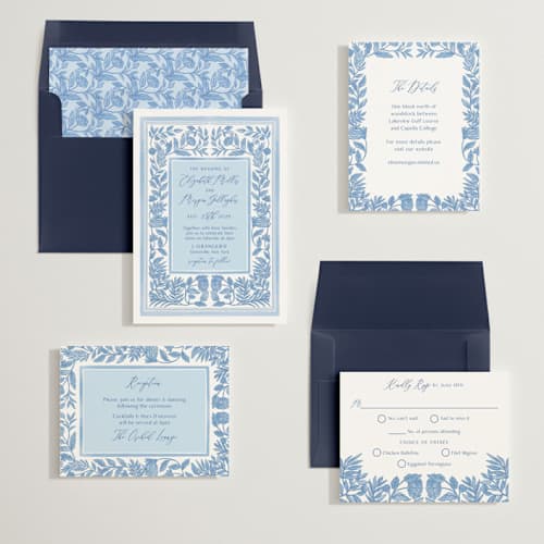 This is a porcelain wedding invitations with standard by Elly called porcelain floral printing on signature in standard