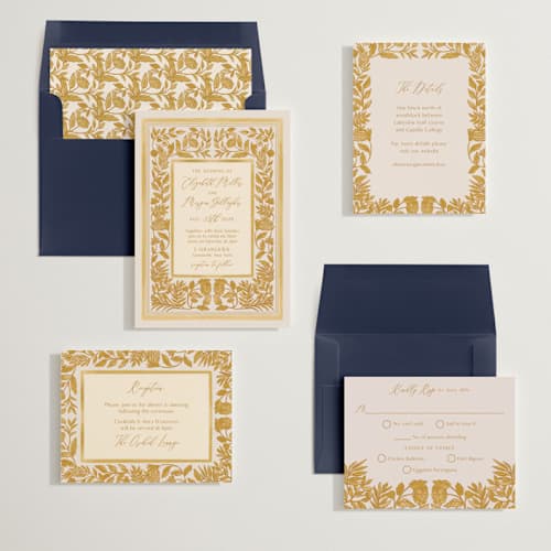 This is a autumn wedding invitations with standard by Elly called porcelain floral printing on signature in standard