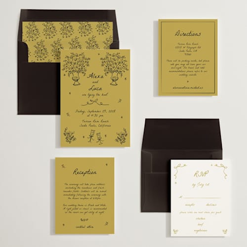 This is a golden wedding invitations with standard by Ani Somi called roses printing on signature in standard