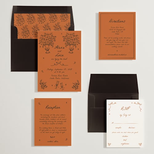 This is a tangerine wedding invitations with standard by Ani Somi called roses printing on signature in standard