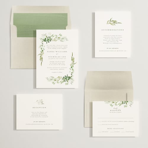 This is a garden wedding invitations with standard by Leah Bisch called verdure printing on signature in standard