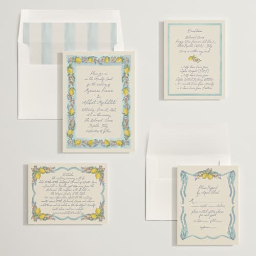 This is a aqua wedding invitations with standard by Chris Griffith called amalfi coast wedding printing on signature in standard