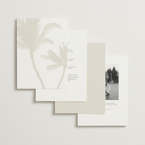 This is a ecru wedding invitations with standard by AK Graphics called palm printing on signature in standard