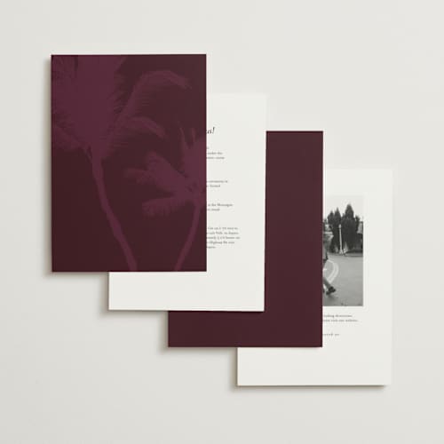 This is a cabernet wedding invitations with standard by AK Graphics called palm printing on signature in standard