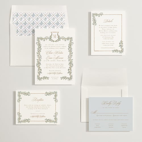 This is a lake wedding invitations with standard by Leah Bisch called arbour printing on signature in standard
