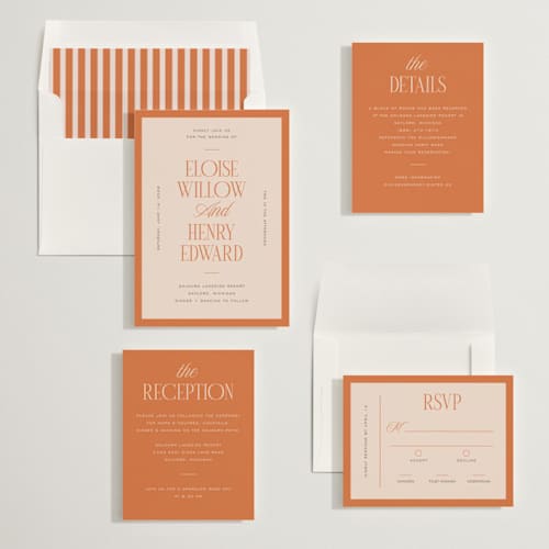 This is a sunshine wedding invitations with standard by Pixel and Hank called threaded printing on signature in standard