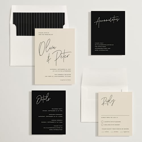 This is a champagne wedding invitations with standard by JoAnn Jinks called signed printing on signature in standard